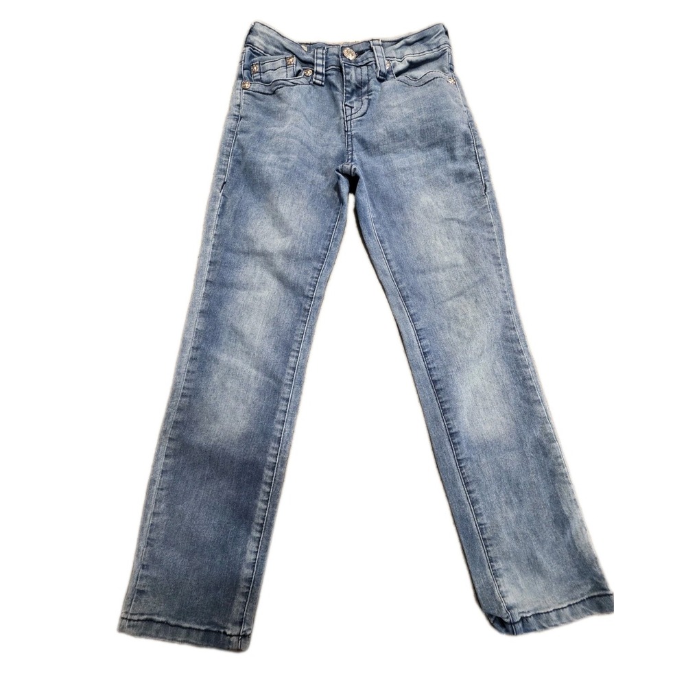True Religion Geno Girls Jeans Size 10 Relaxed Slim 24x24.5 Stretch Light‎ Wash